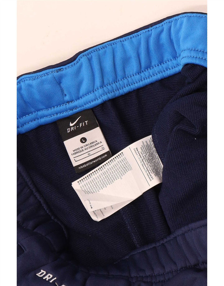 Nike Mens Dri Fit Tracksuit Trousers Large Navy Blue Polyester