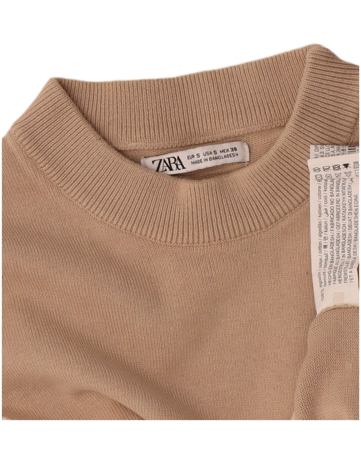Zara Womens Oversized Sweatshirt Jumper UK 10 Small Beige Colourblock