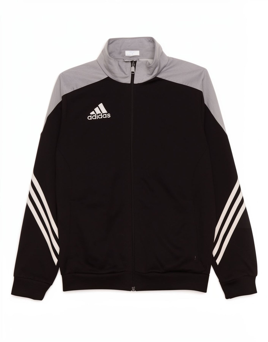 Adidas Boys Tracksuit Top Jacket 13-14 Years XL Black Colourblock Polyester