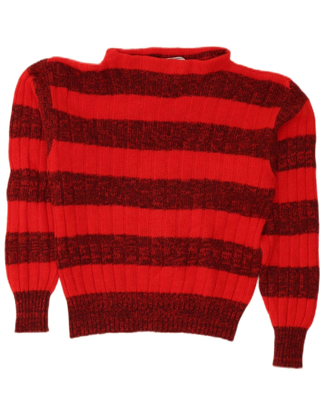 Vintage Womens Turtle Neck Jumper Sweater UK 16 Large Red Striped