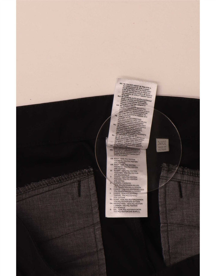Adidas Mens Slim Chino Trousers W34 L32 Black Polyester