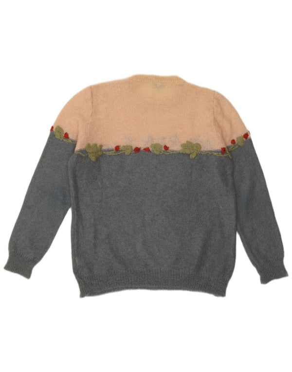 Norma Womens Graphic Crew Neck Jumper Sweater IT 42 Medium Blue Colourblock