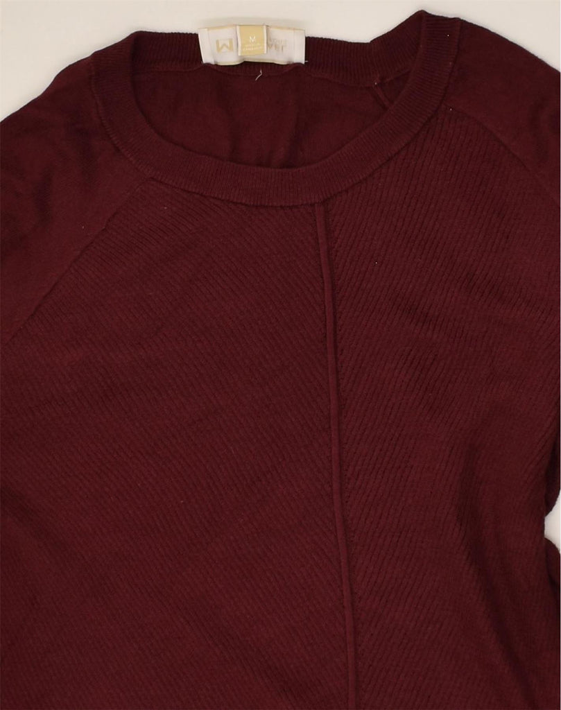 MICHAEL KORS Womens Boat Neck Jumper Sweater UK 14 Medium Burgundy Cotton | Vintage Michael Kors | Thrift | Second-Hand Michael Kors | Used Clothing | Messina Hembry 