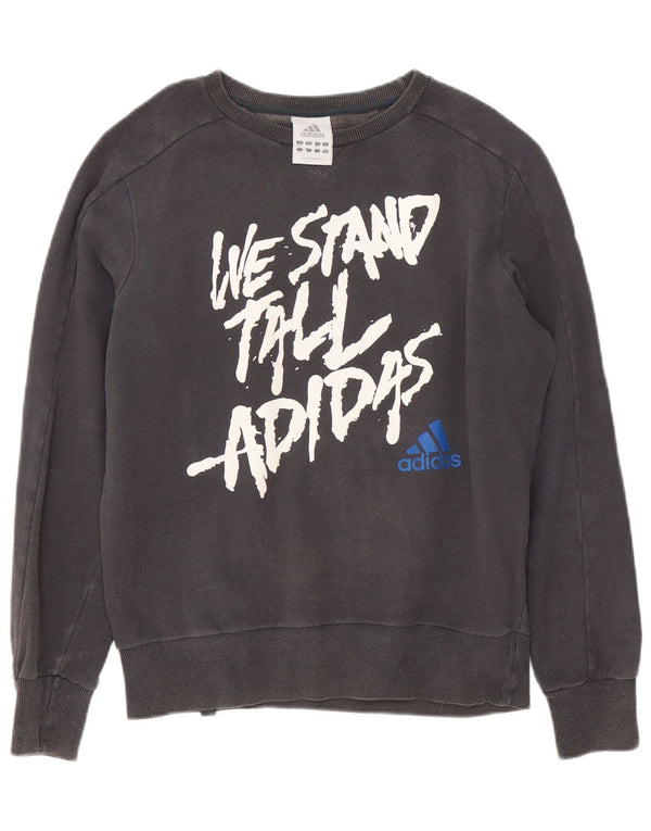 Adidas Mens Graphic Sweatshirt Jumper UK 38/40 Medium Grey Cotton