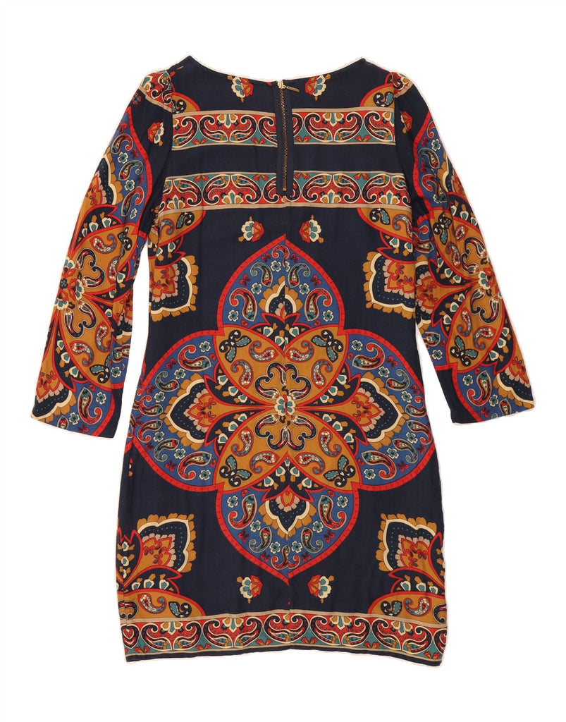 MASSIMO DUTTI Womens 3/4 Sleeve Sheath Dress EU 38 Small Navy Blue Paisley Vintage Massimo Dutti and Second-Hand Massimo Dutti from Messina Hembry 