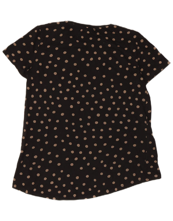 Zara Womens T-Shirt Top UK 10 Small Black Polka Dot