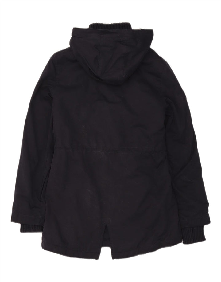 Superdry Womens Hooded Parka Jacket UK 10 Small Navy Blue Polyester