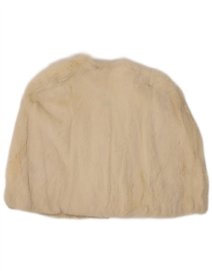 Vintage Womens Faux Fur Capelet Coat One Size Off White
