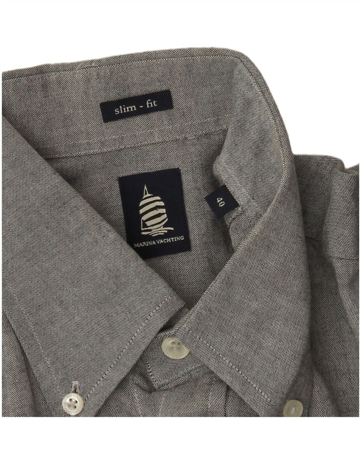 Marina Yachting Mens Slim Fit Shirt Size 40 Medium Grey