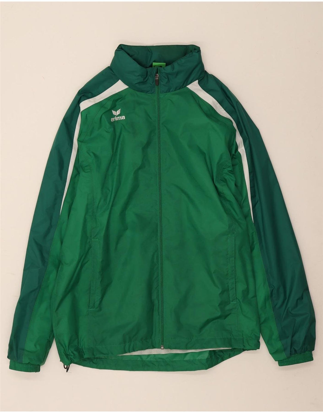 Erima Mens Hooded Rain Jacket UK 38 Medium Green Colourblock Polyamide