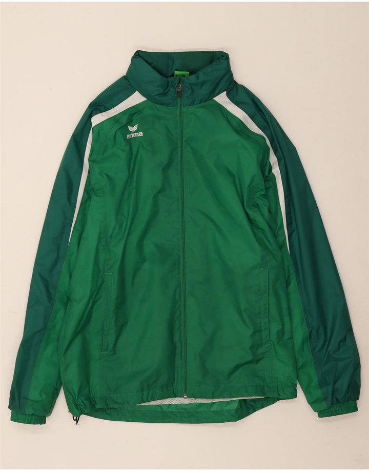 Erima Mens Hooded Rain Jacket UK 38 Medium Green Colourblock Polyamide