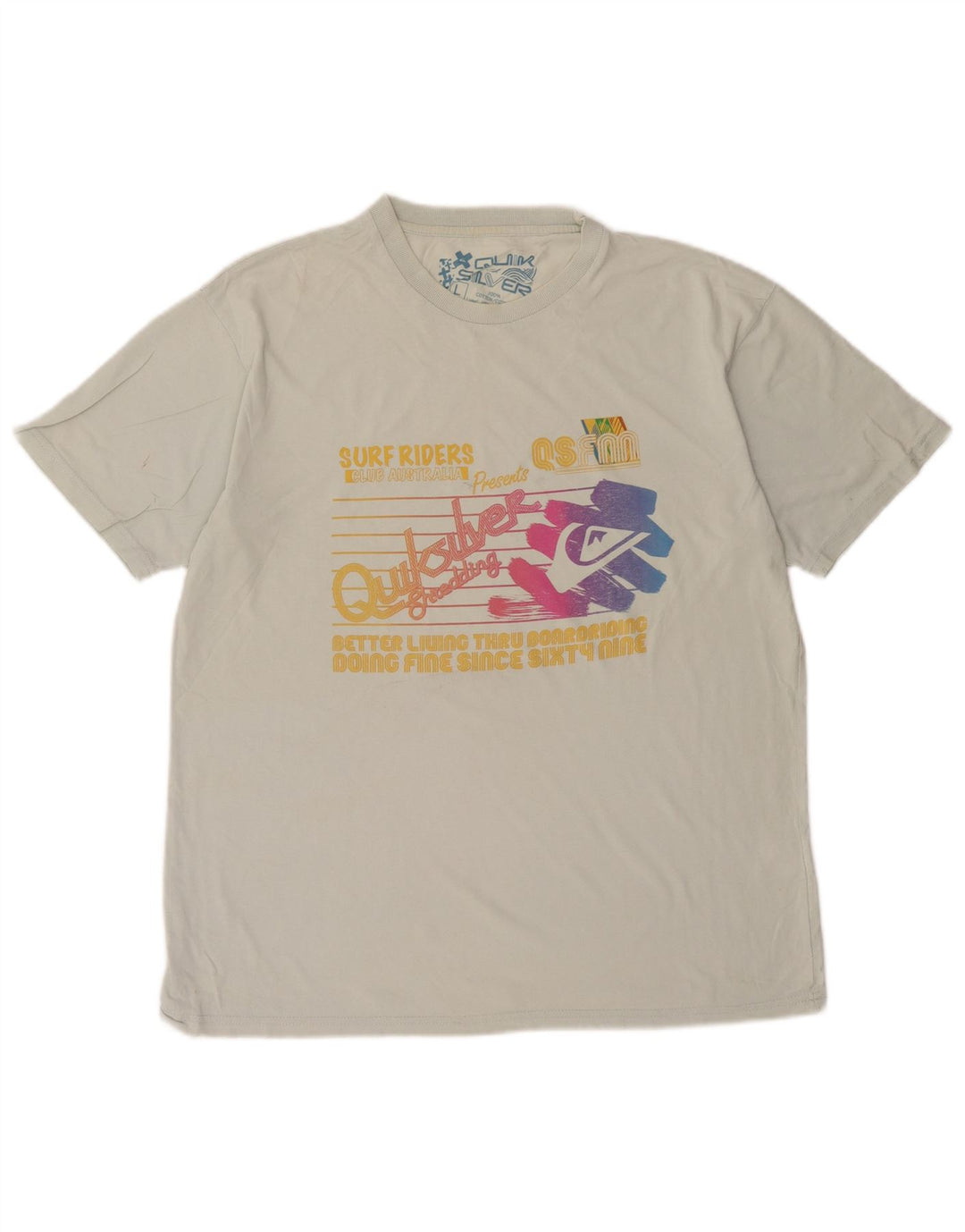 Quiksilver Mens Graphic T-Shirt Top Large Blue Cotton