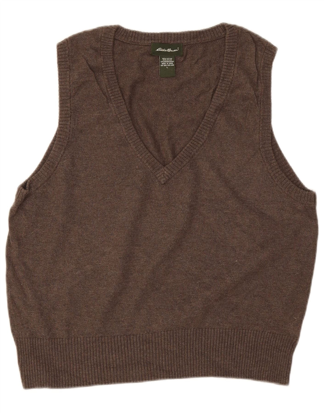 Eddie Bauer Womens Vest Tank Top UK 16 Large Brown Cotton
