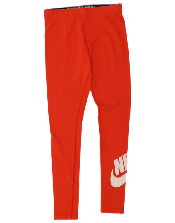 Nike Womens Graphic Leggings UK 8 Small Orange Cotton