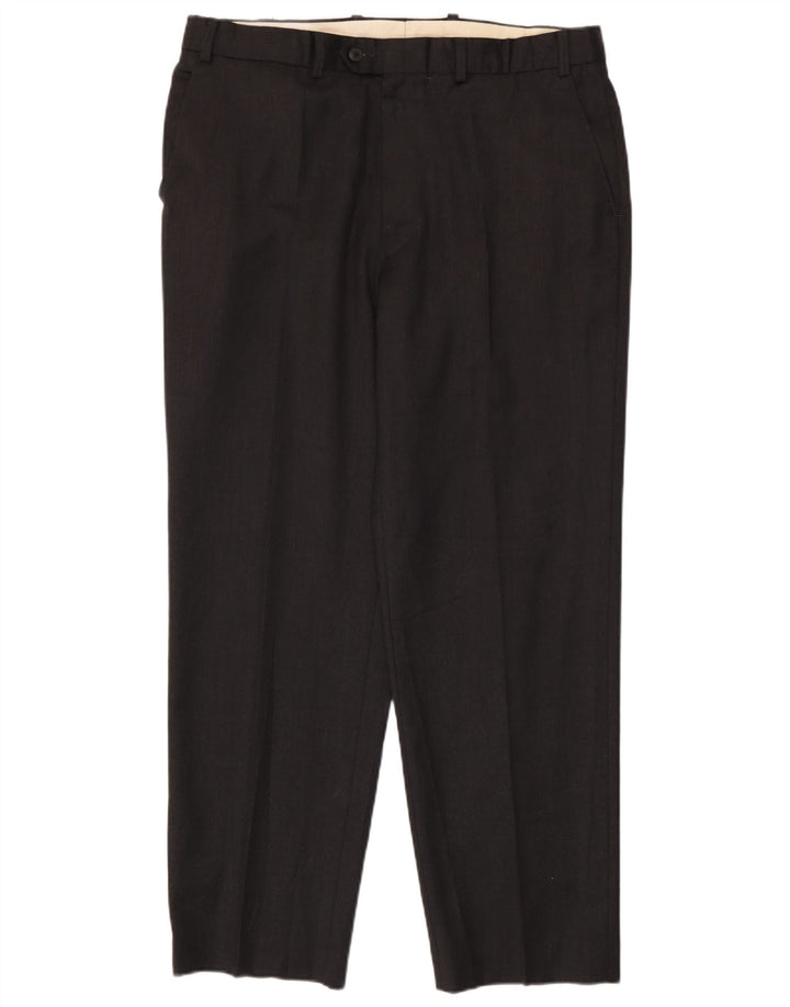 Marks & Spencer Mens Straight Suit Trousers W38 L31 Black Wool