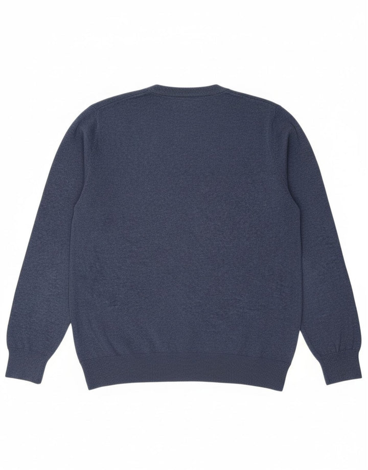 MARKS & SPENCER Mens V-Neck Jumper Sweater Large Navy Blue Cotton