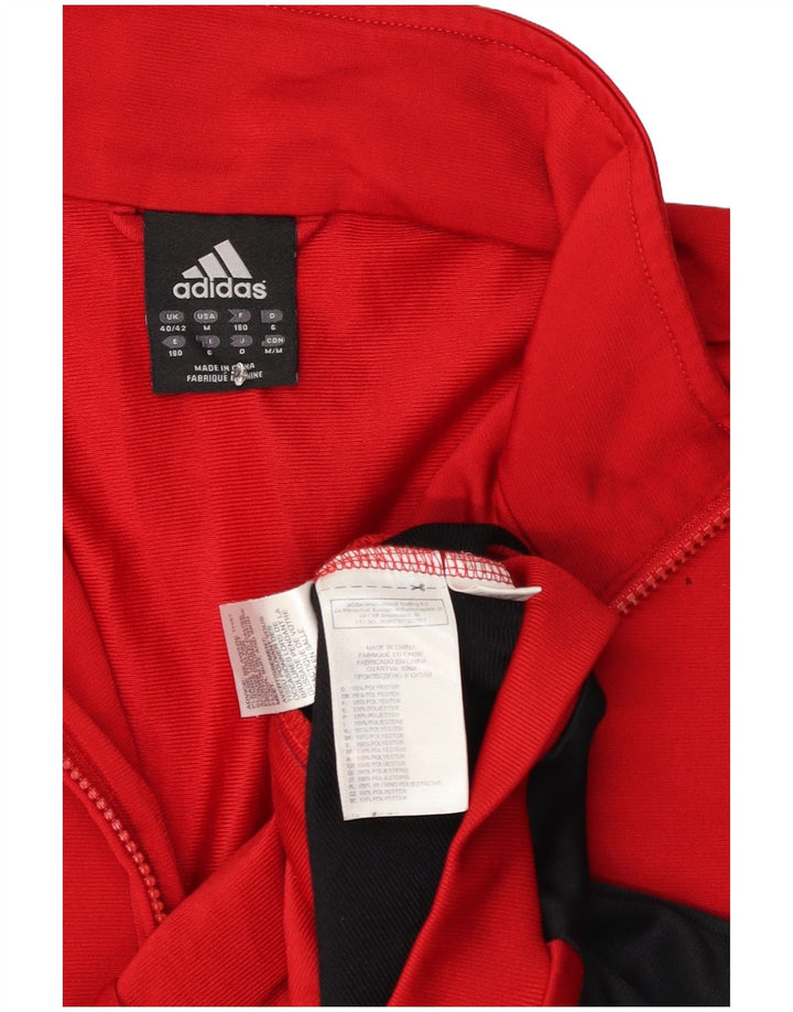 Adidas Mens Tracksuit Top Jacket UK 40/42 Medium Red Colourblock Polyester