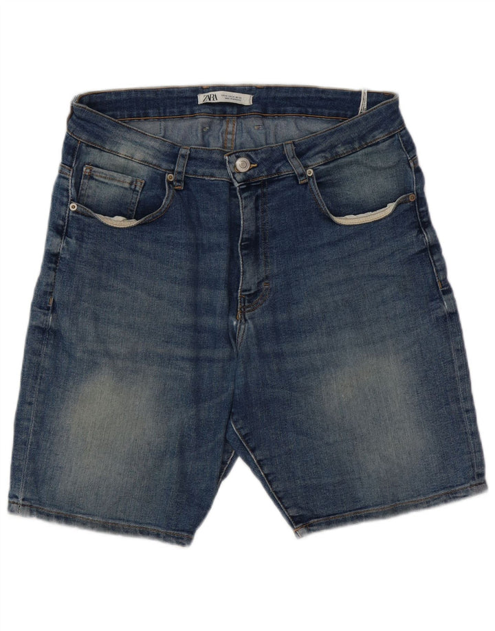 Zara Mens Denim Shorts EU 44 Large W34 Blue Cotton