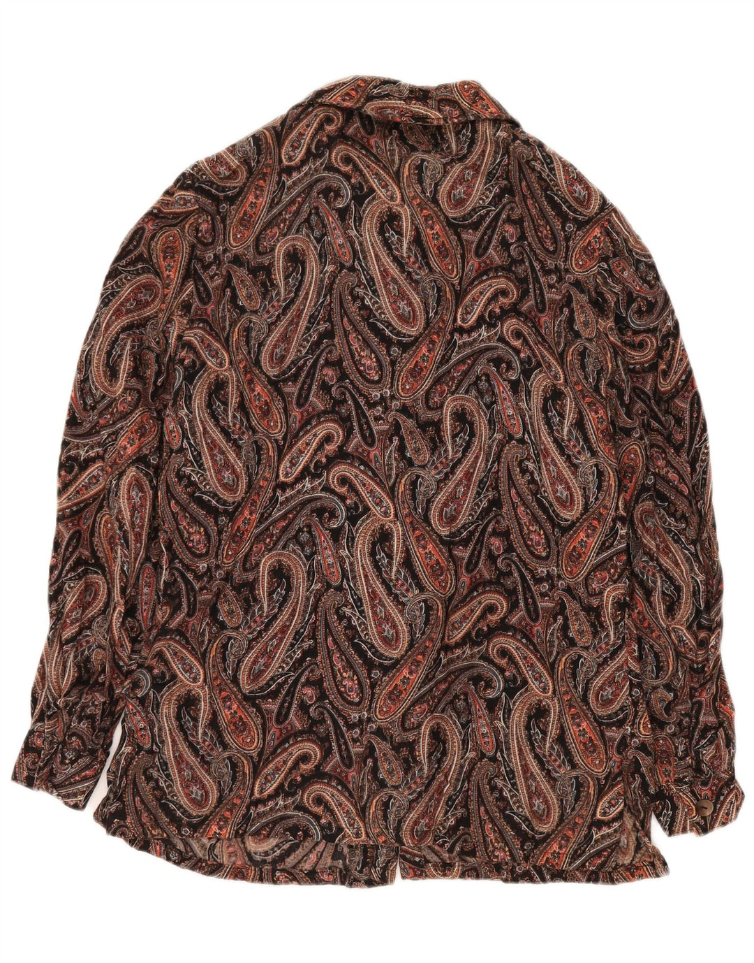 VINTAGE Womens Shirt UK 14 Large Black Paisley