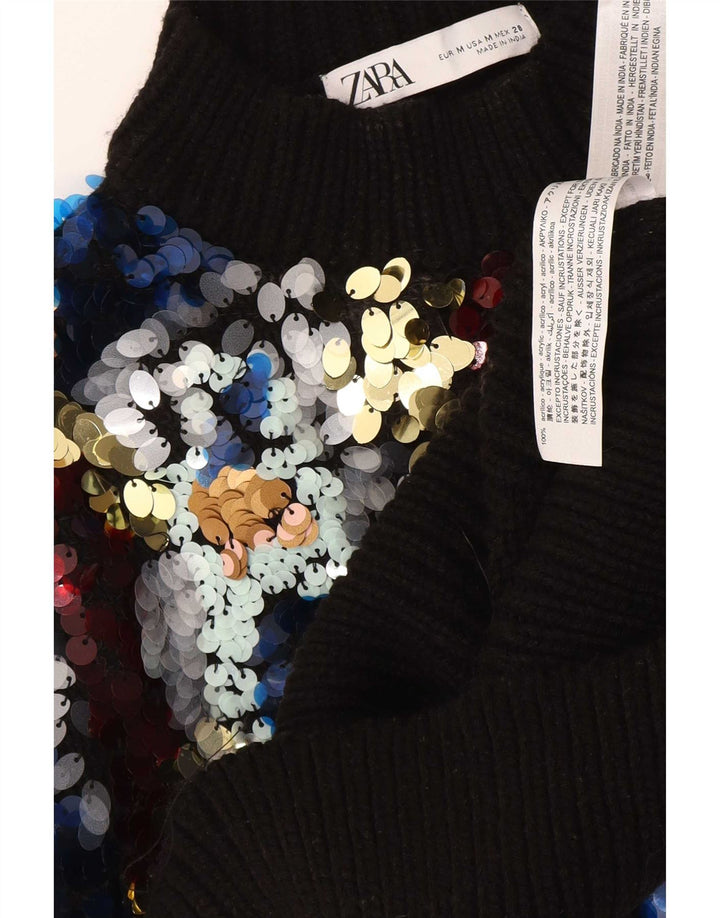 Zara Womens Turtle Neck Jumper Sweater UK 12 Medium Multicoloured Flecked
