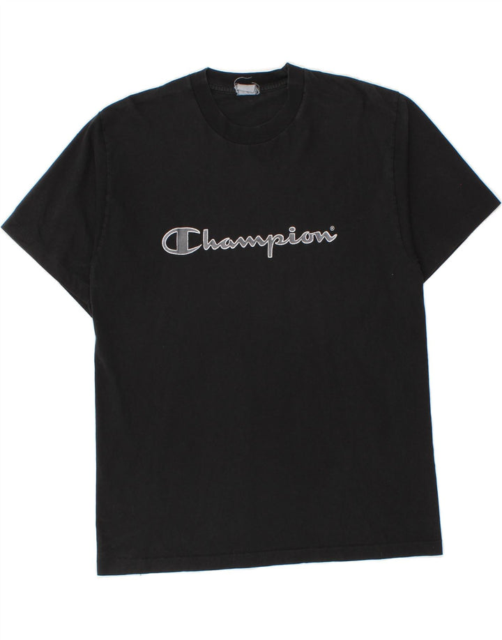 CHAMPION Mens Graphic T-Shirt Top Medium Black Vintage Champion and Second-Hand Champion from Messina Hembry 