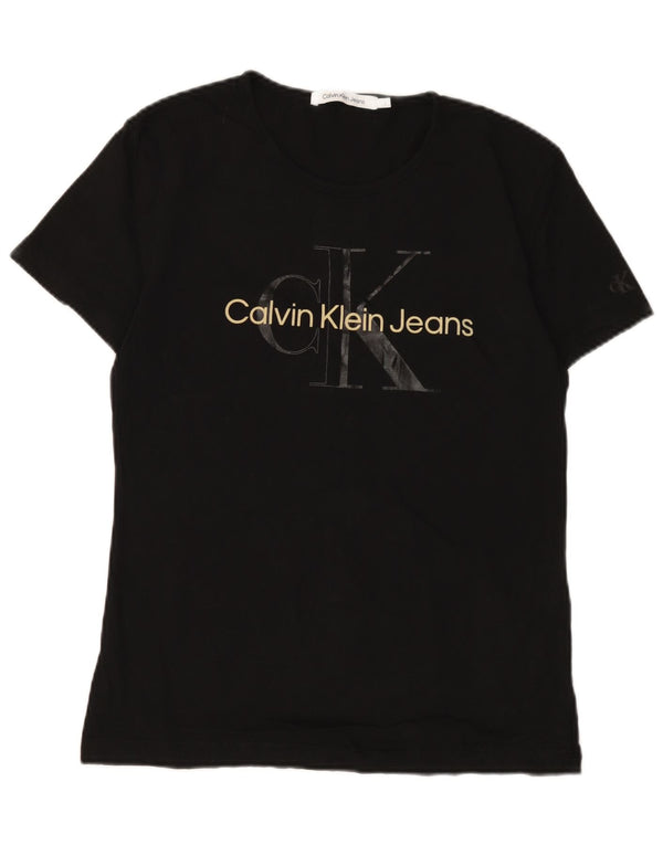 CALVIN KLEIN JEANS Womens Graphic T-Shirt Top UK 14 Large Black