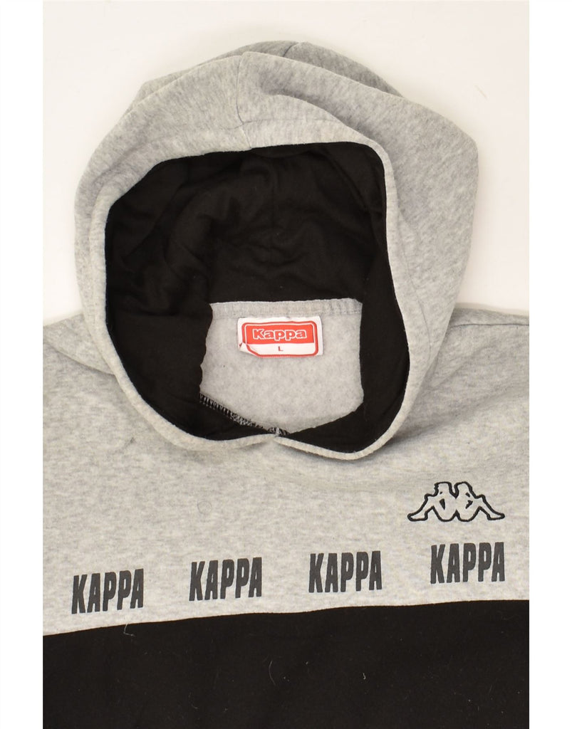 KAPPA Mens Graphic Hoodie Jumper Large Black Colourblock Cotton | Vintage Kappa | Thrift | Second-Hand Kappa | Used Clothing | Messina Hembry 