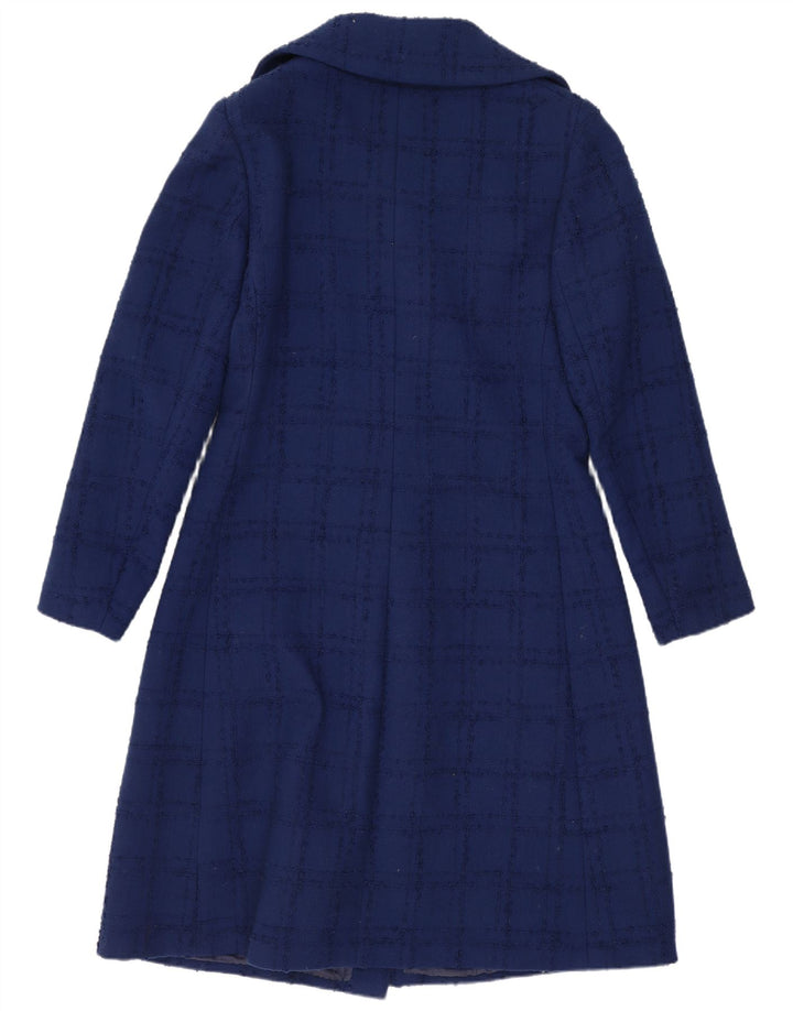 Vintage Womens Overcoat UK 10 Small Navy Blue Check