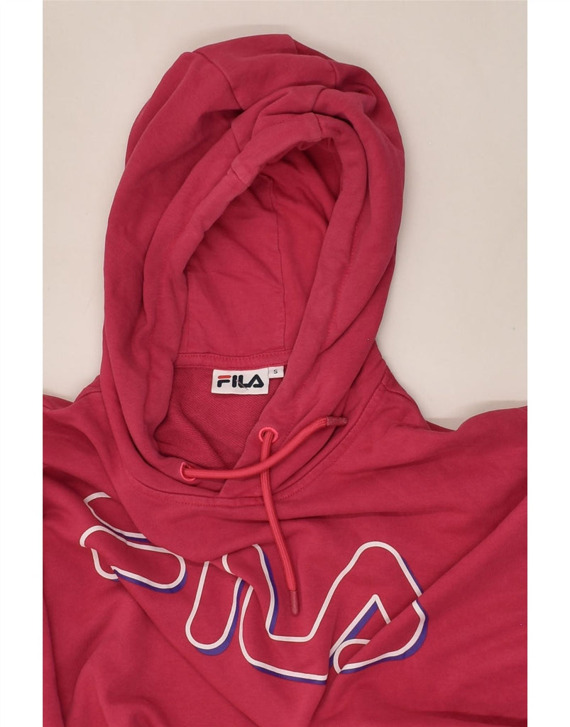 FILA Womens Graphic Hoodie Jumper UK 10 Small Red Cotton | Vintage Fila | Thrift | Second-Hand Fila | Used Clothing | Messina Hembry 