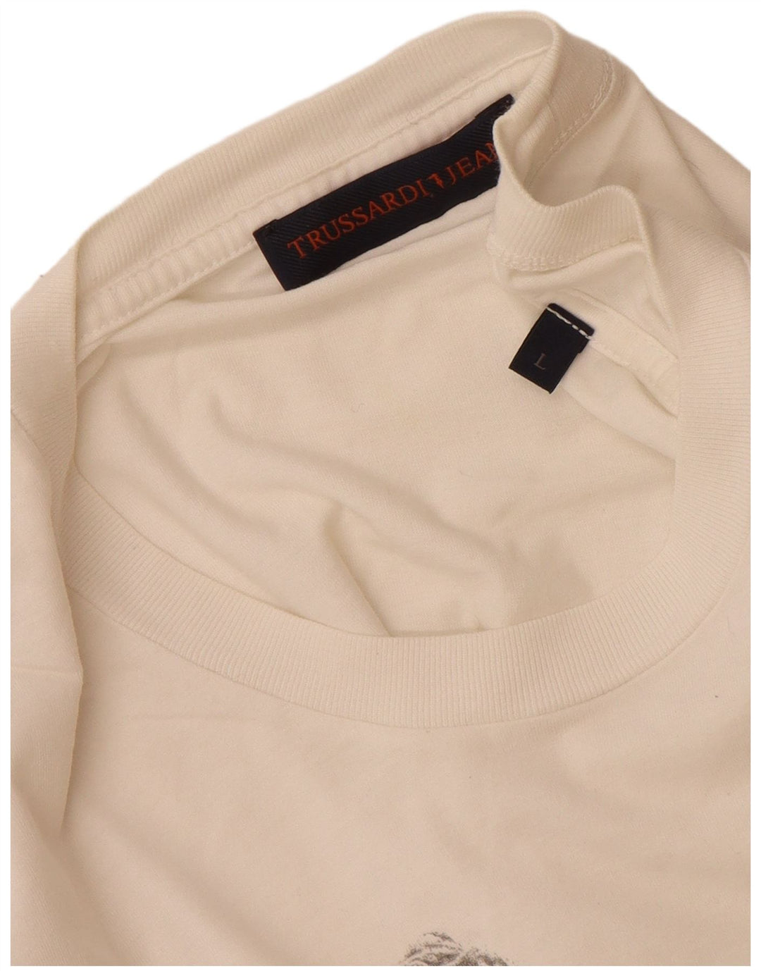 Trussardi Jeans Mens Graphic T-Shirt Top Large White