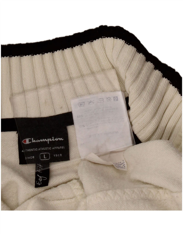 CHAMPION Mens Tracksuit Top Jacket Large White Cotton