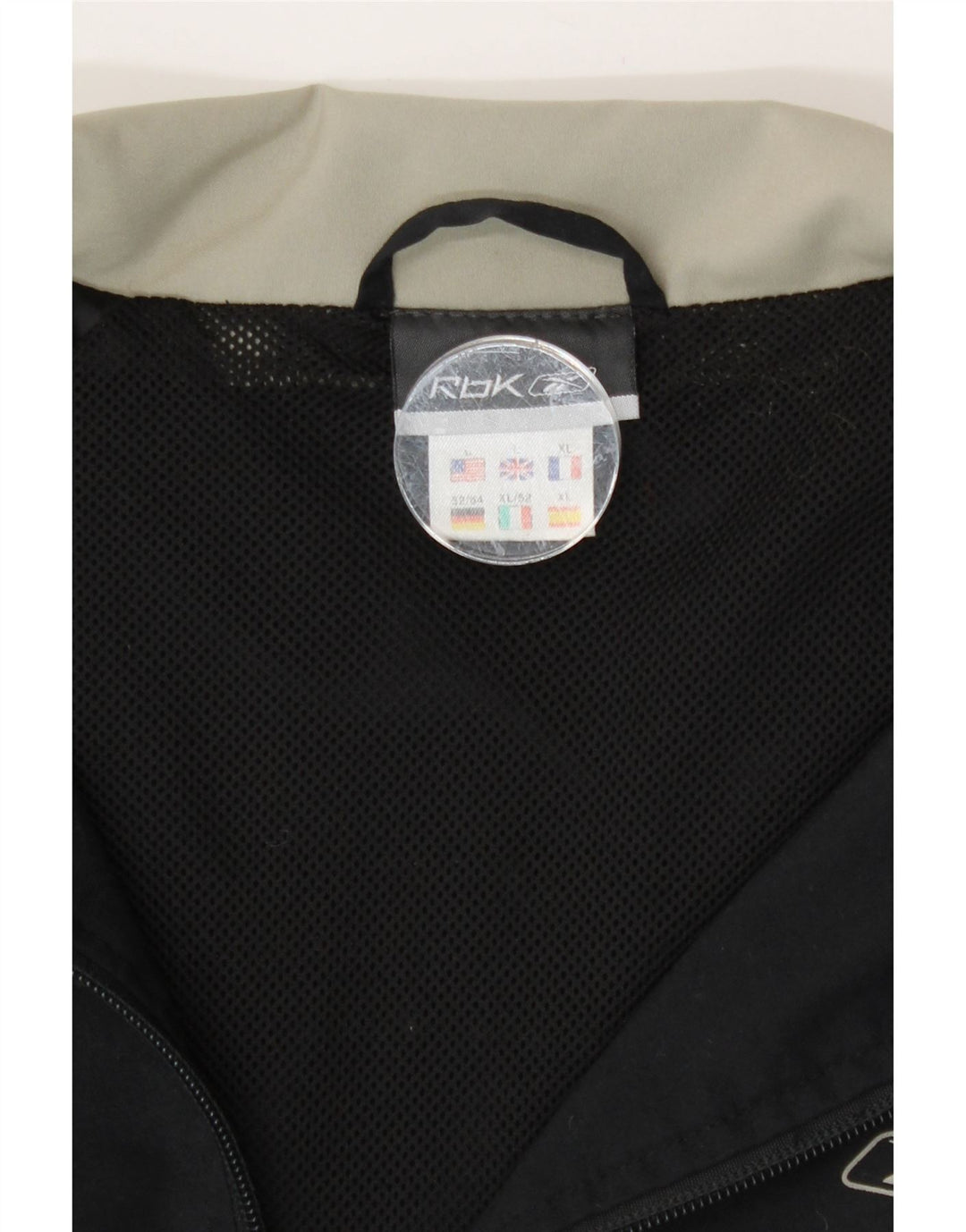 Reebok Mens Graphic Tracksuit Top Jacket Large Black Colourblock Polyester