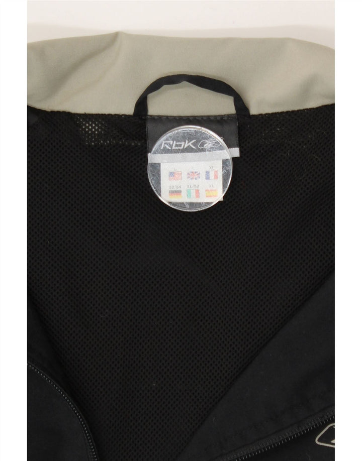 Reebok Mens Graphic Tracksuit Top Jacket Large Black Colourblock Polyester
