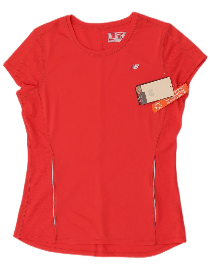 New Balance Womens T-Shirt Top UK 14 Large Red Polyester