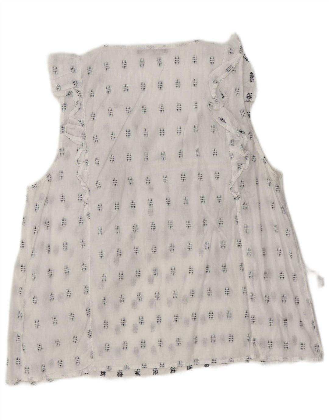 MARKS & SPENCER Womens Sleeveless Blouse Top UK 16 Large White Geometric