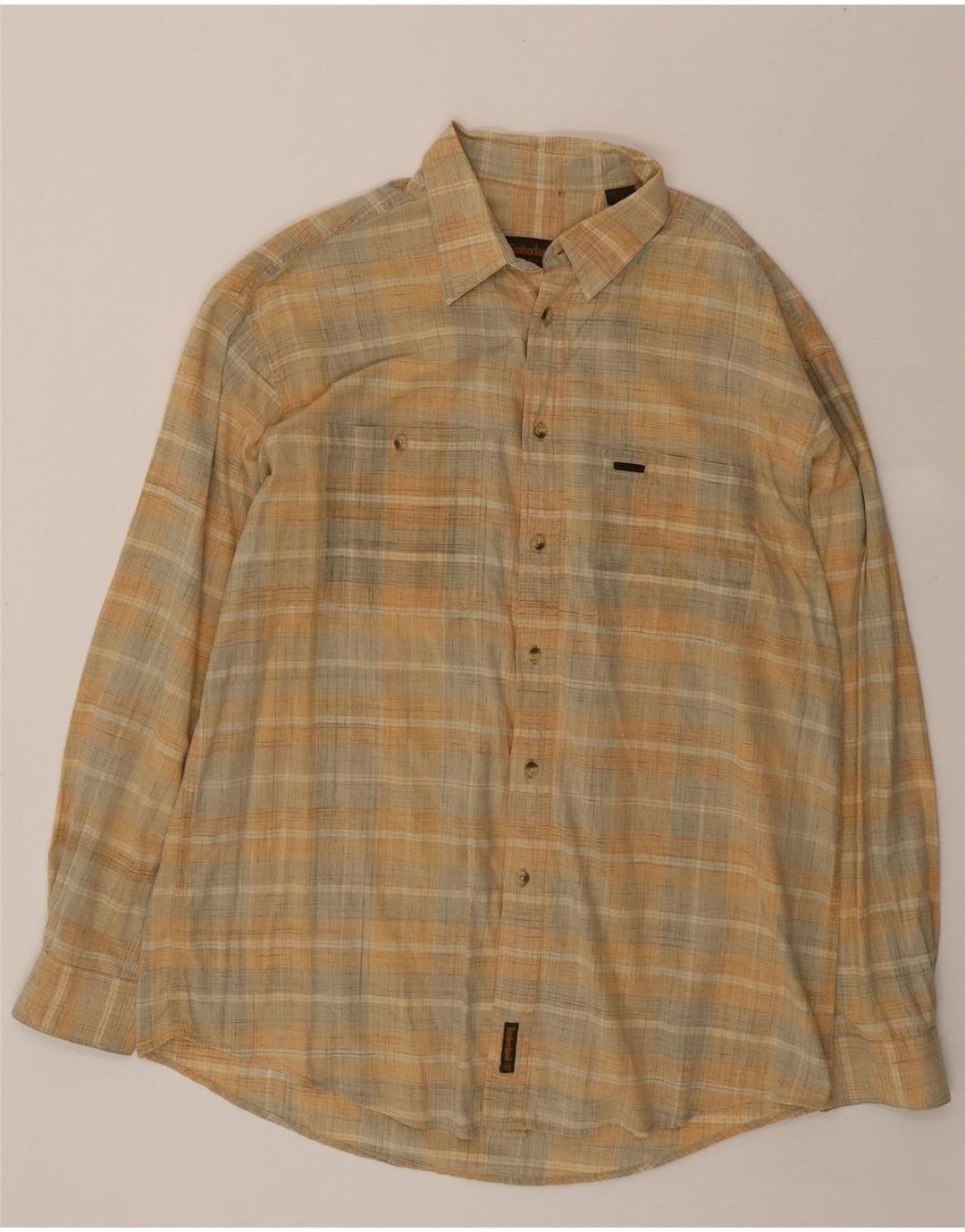 TIMBERLAND Mens Shirt Large Beige Check Cotton Vintage Timberland and Second-Hand Timberland from Messina Hembry 