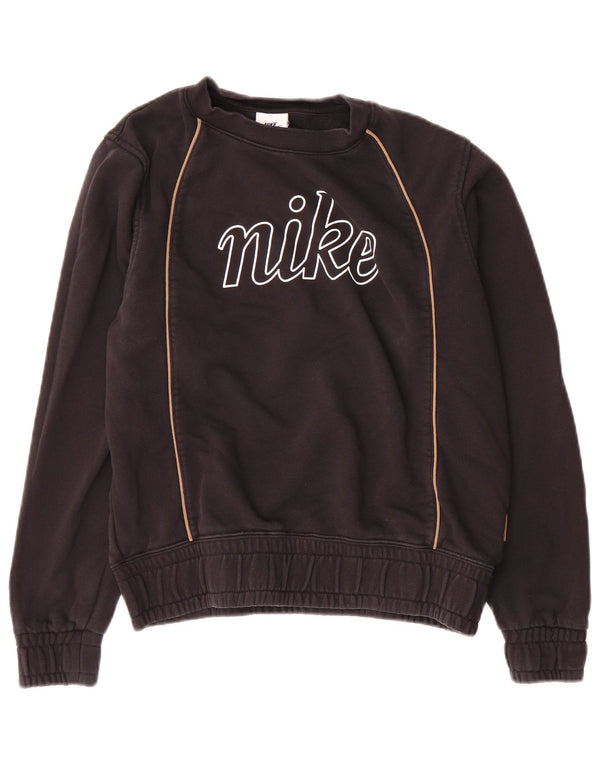Nike Womens Graphic Oversized Sweatshirt Jumper UK 6 XS Black Cotton