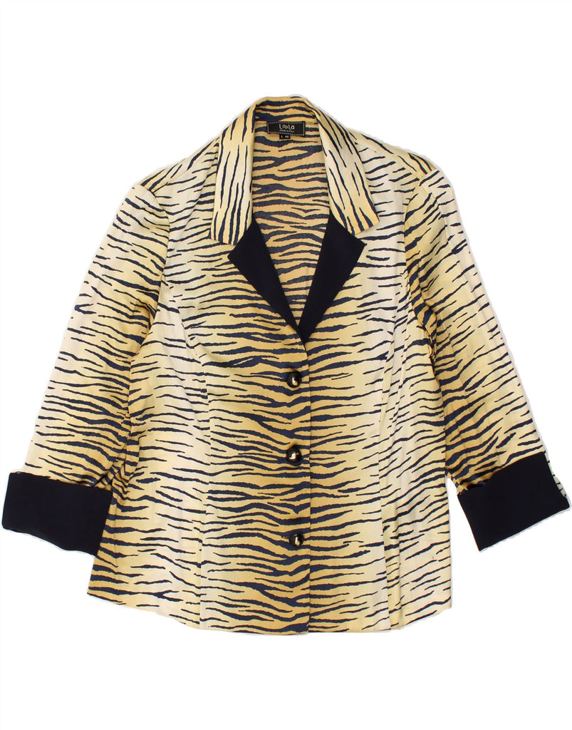 LIOLA Womens 3 Button 3/4 Sleeve Blazer Jacket UK 16 Large Beige | Vintage Liola | Thrift | Second-Hand Liola | Used Clothing | Messina Hembry 