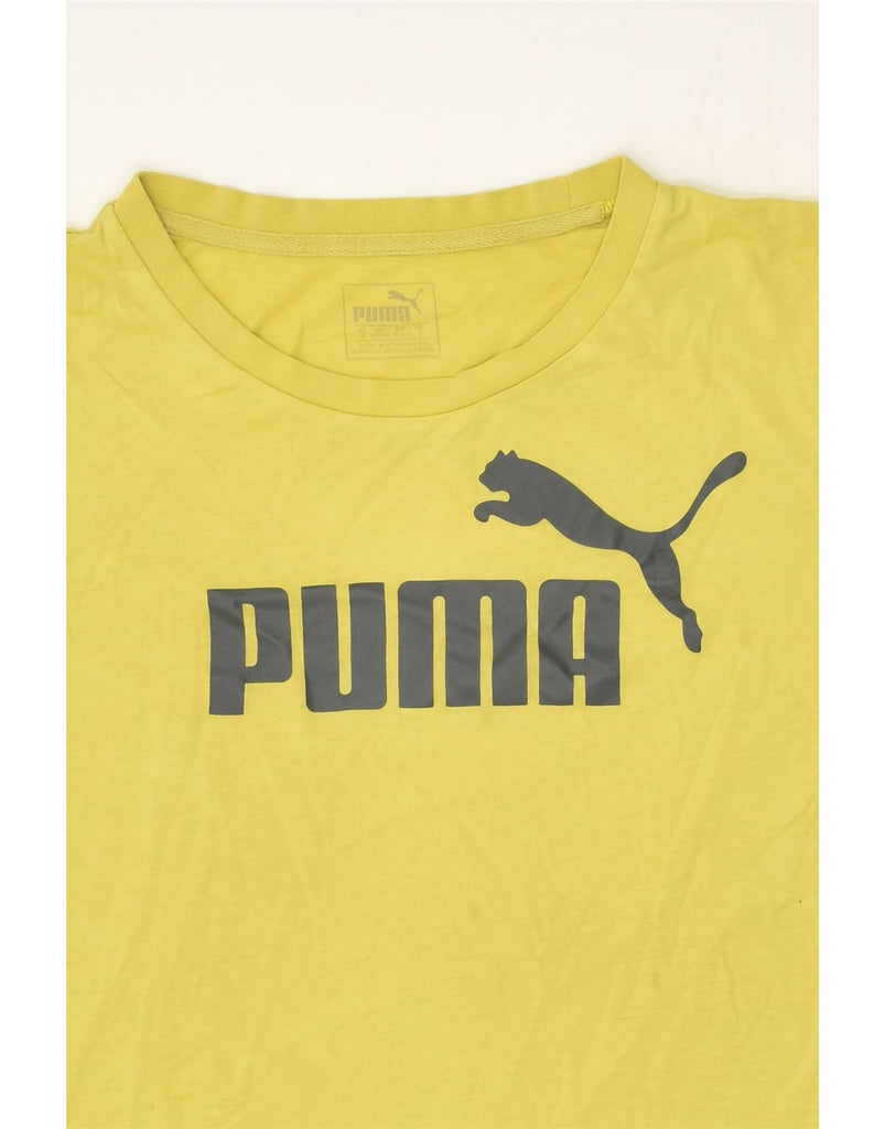 PUMA Mens Graphic T-Shirt Top Small Yellow Cotton | Vintage Puma | Thrift | Second-Hand Puma | Used Clothing | Messina Hembry 