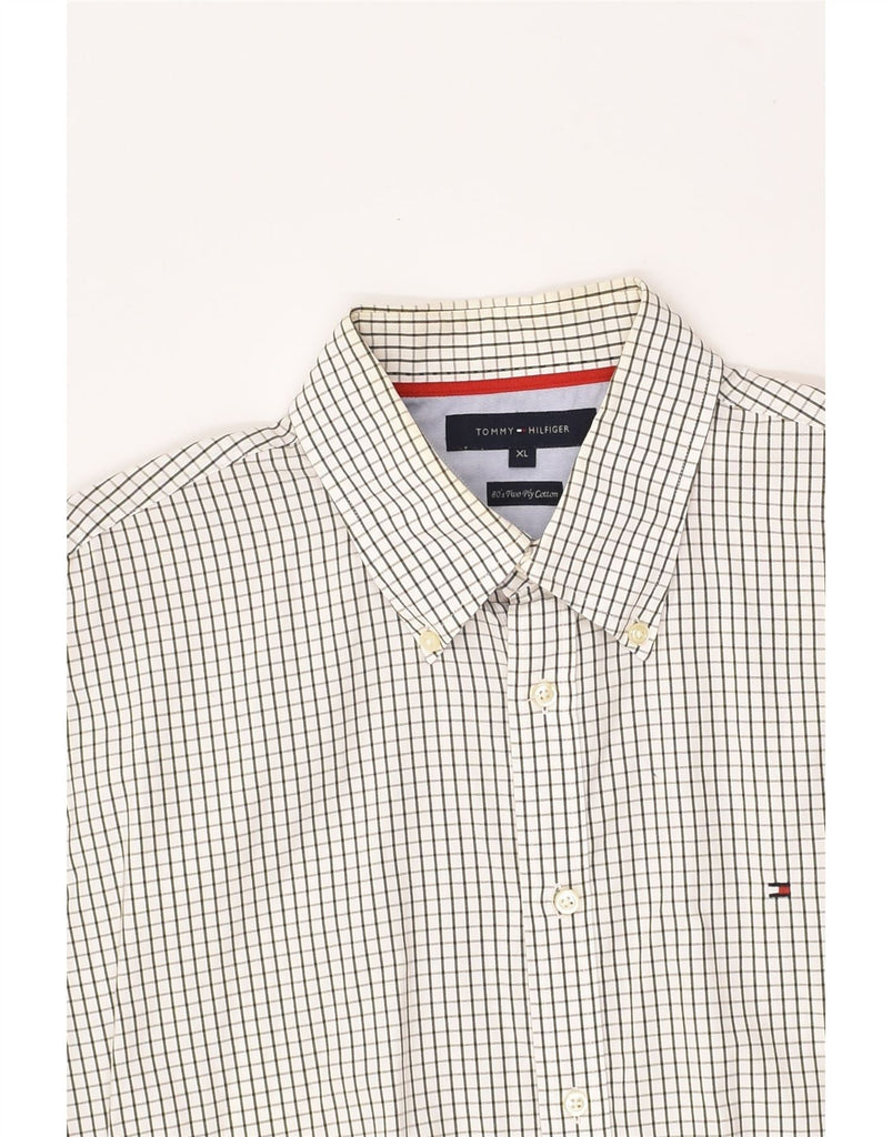 TOMMY HILFIGER Mens Shirt XL White Check Cotton | Vintage Tommy Hilfiger | Thrift | Second-Hand Tommy Hilfiger | Used Clothing | Messina Hembry 