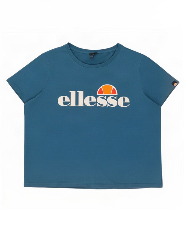 Ellesse Womens Graphic T-Shirt Top UK 28 6XL Blue Cotton