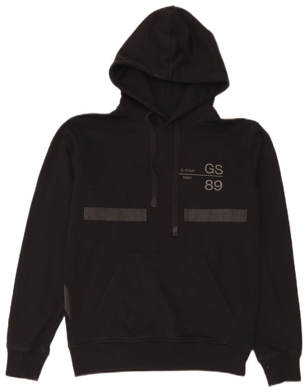 G-Star Mens Graphic Hoodie Jumper XS Black Cotton