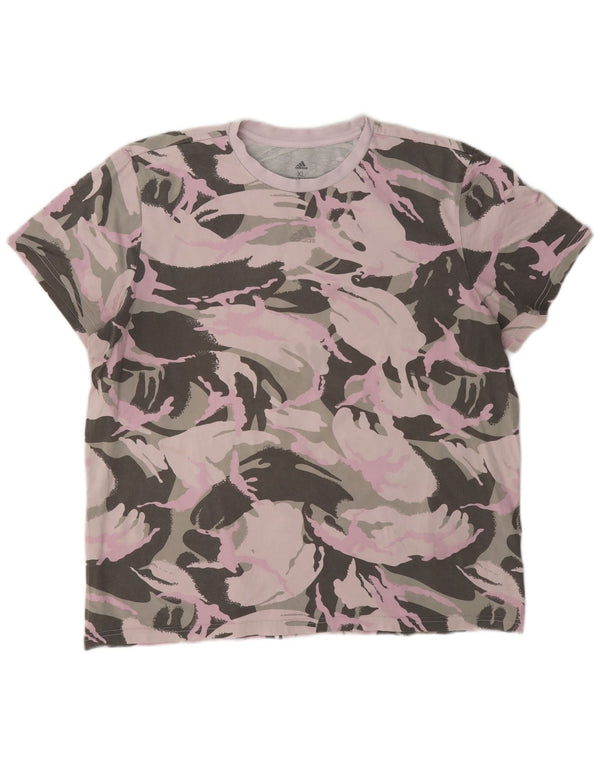 Adidas Womens T-Shirt Top UK 20/22 XL Multicoloured Camouflage Cotton