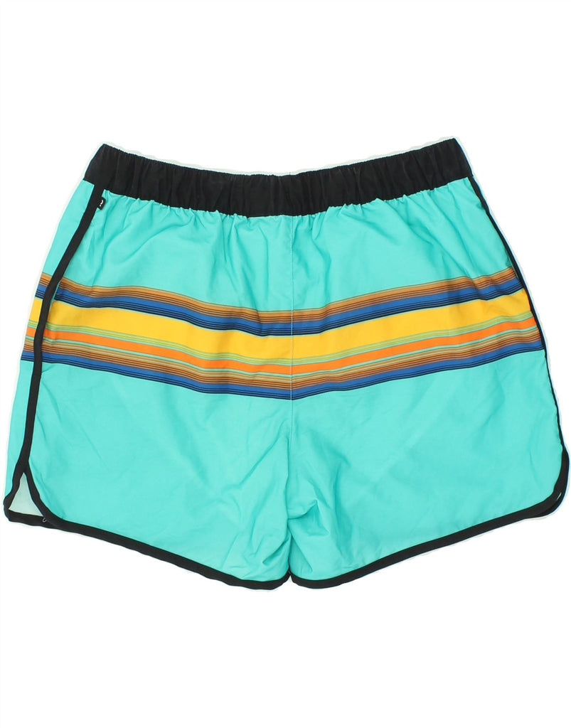 DECATHLON Mens Swimming Shorts Medium Turquoise Striped Polyester Vintage Decathlon and Second-Hand Decathlon from Messina Hembry 