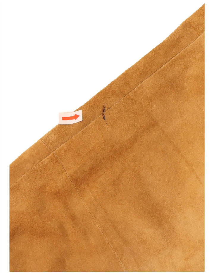 VINTAGE Womens Suede Cropped Trousers W32 L25 Brown