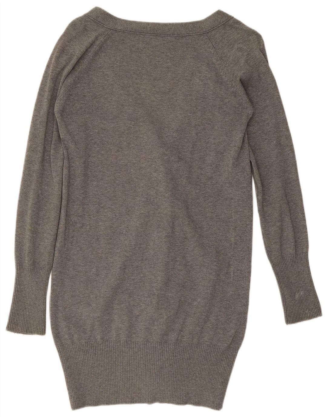 Zara Womens Longline Cardigan Sweater UK 12 Medium Grey Cotton