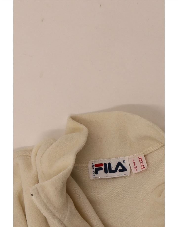 Fila Mens Zip Neck Fleece Jumper IT 52 Large Beige