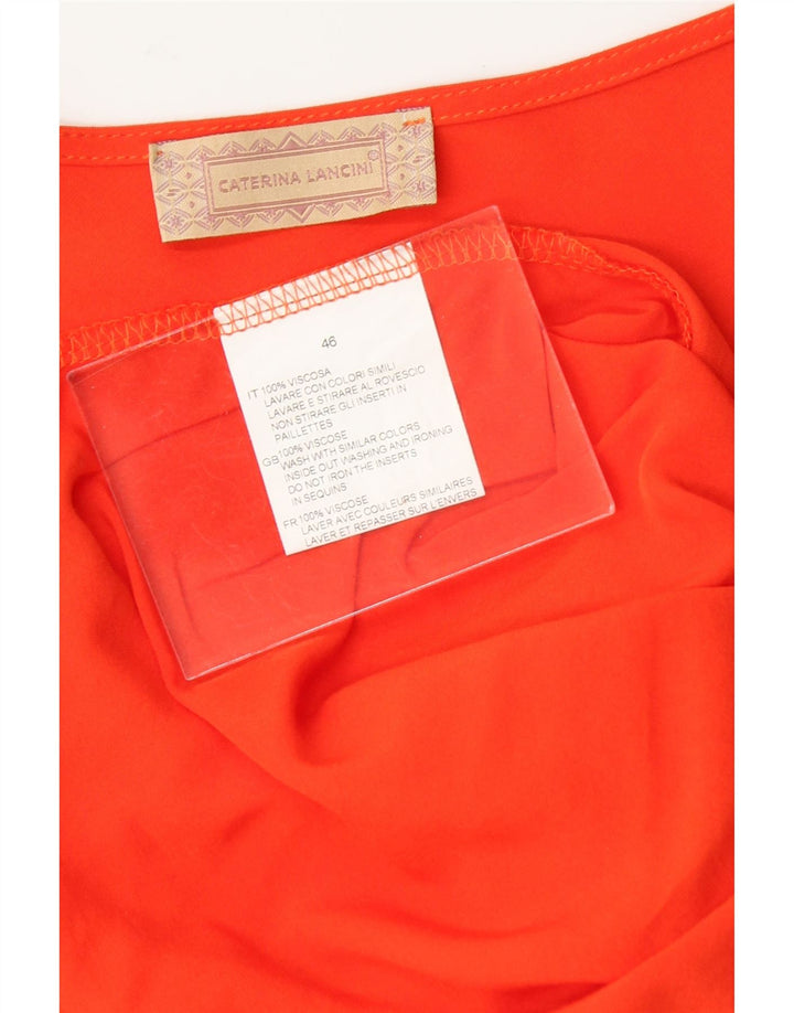 VINTAGE Womens Long Sleeve Blouse Top IT 46 Large Orange Viscose Vintage Vintage and Second-Hand Vintage from Messina Hembry 