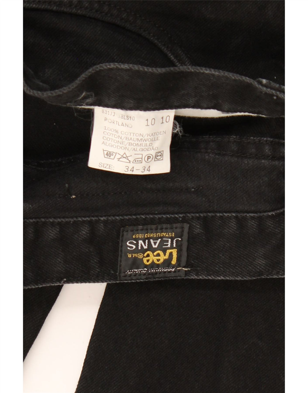 LEE Mens Straight Jeans W34 L34 Black Cotton