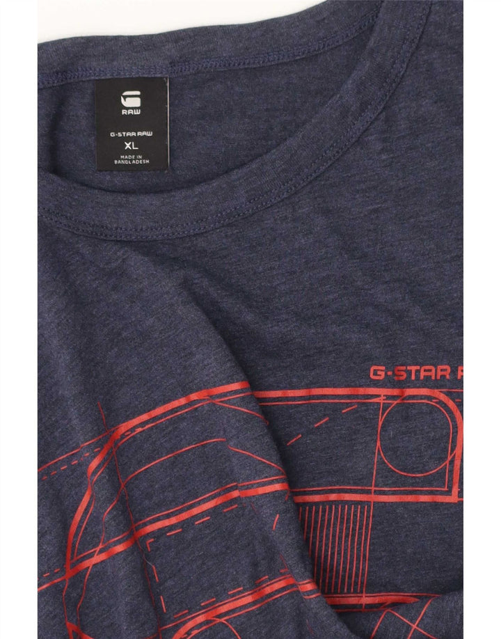 G-Star Mens Graphic T-Shirt Top XL Navy Blue